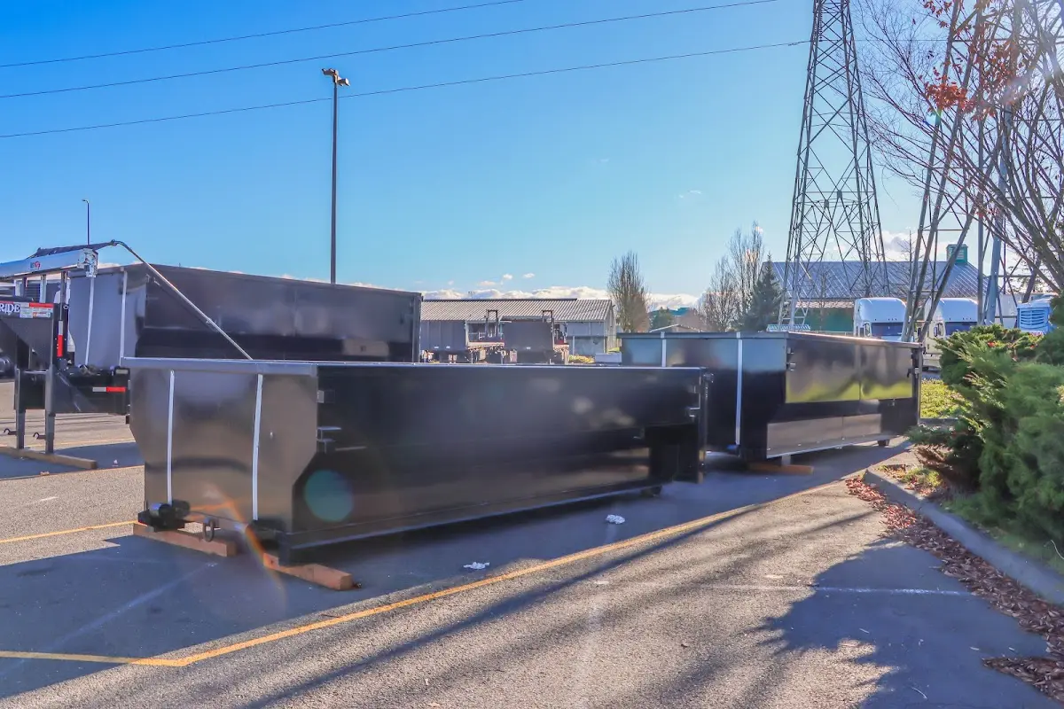 Roll-off dumpster ready for waste disposal at job site for Residential Dumpster Rental in Chevy Chase